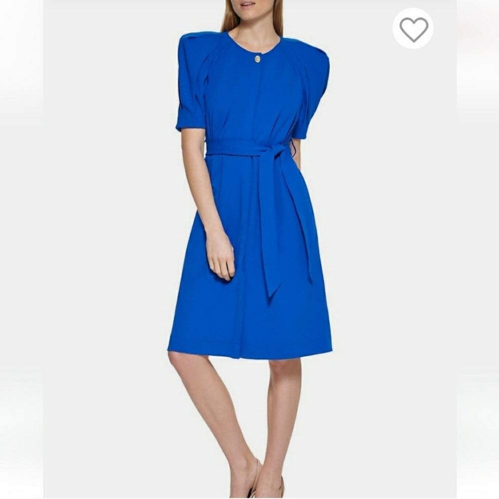 Calvin Klein Puff Sleeve Royal Blue Tie-up Dress